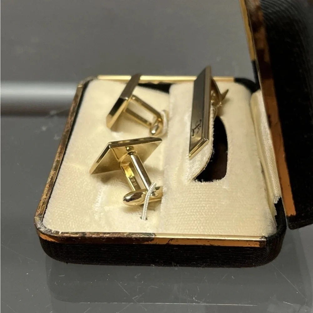 Silver and Black Cufflinks and Tie Clip Set